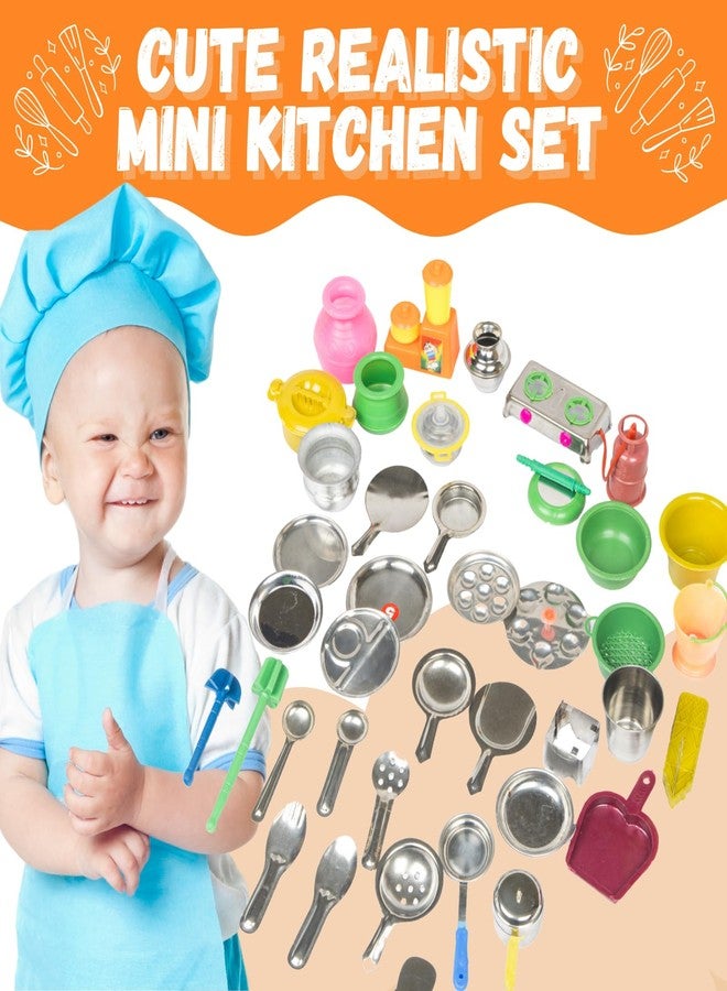 Poppet Miniature Kitchen Set for Kids with Realistic Cooking Set for Kids Girls - Durable Steel Kitchen Set for Kids Girl for Fun Pretend Play Toys for Girls and Mini Kitchen Set Playtime - Image 2